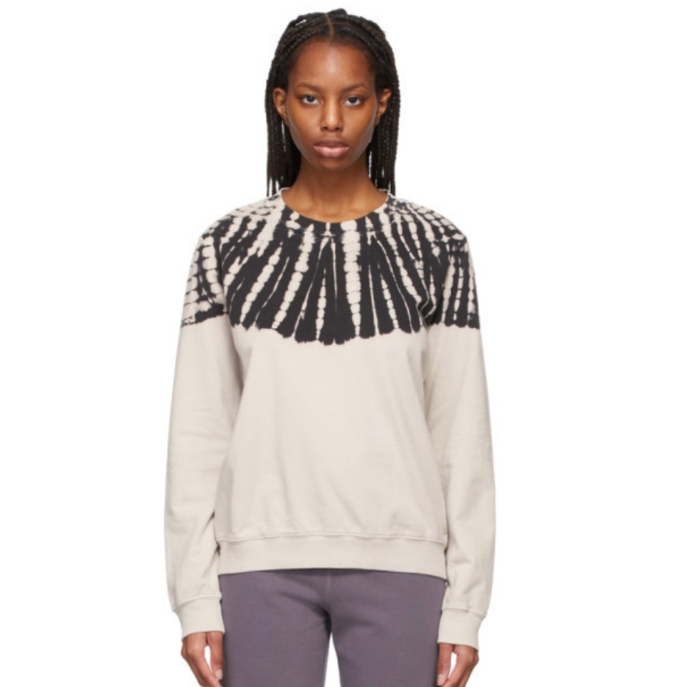Raquel Allegra Cream and Black Tie-Dye Crewneck Sweatshirt